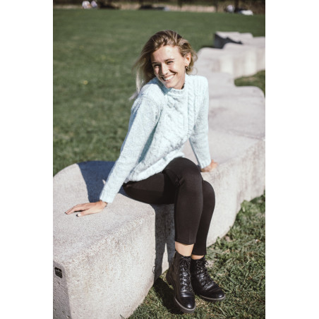 SPENCER  AZUL JASPEADO, JERSEY EN PUNTO DE OCHOS