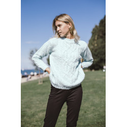 SPENCER  AZUL JASPEADO, JERSEY EN PUNTO DE OCHOS