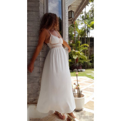 DALIA BLANCO, Vestido largo con detalles bordados