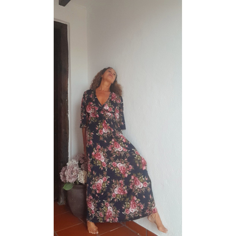 FLOR, VESTIDO LARGO ESTAMPADO