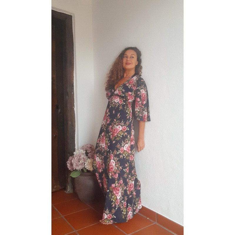 FLOR, VESTIDO LARGO ESTAMPADO