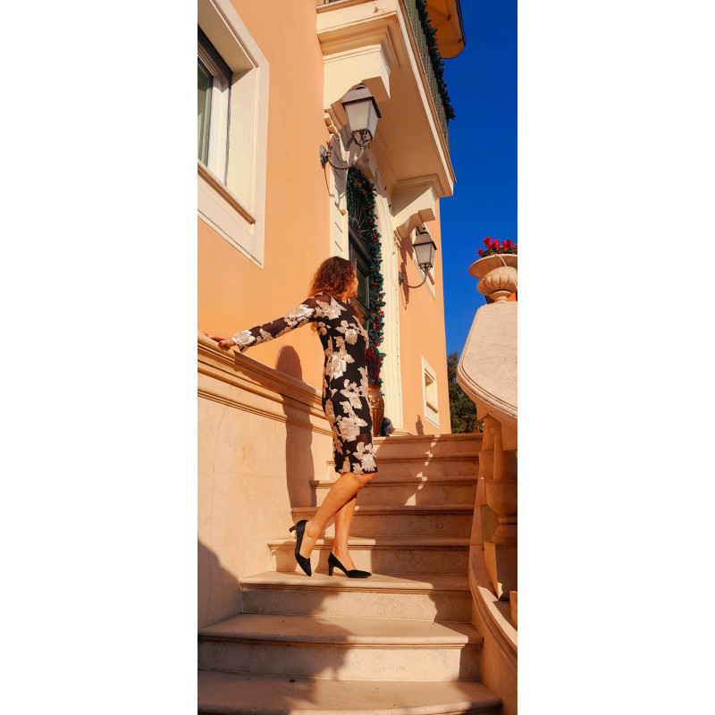 NIZA NEGRO,  VESTIDO BROCADO