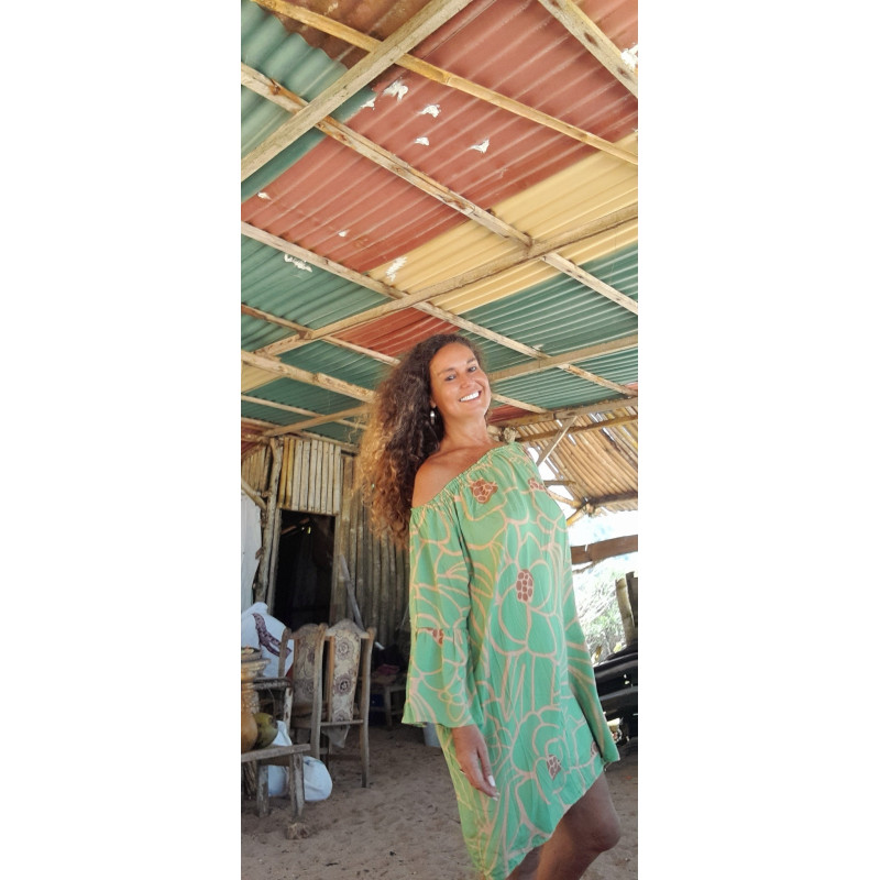 MAUI, Vestido corto estampado off shoulders
