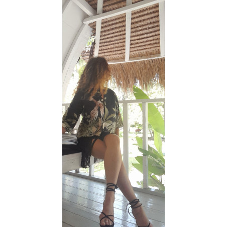 JUNGLE negra, Chaqueta estampada reversible