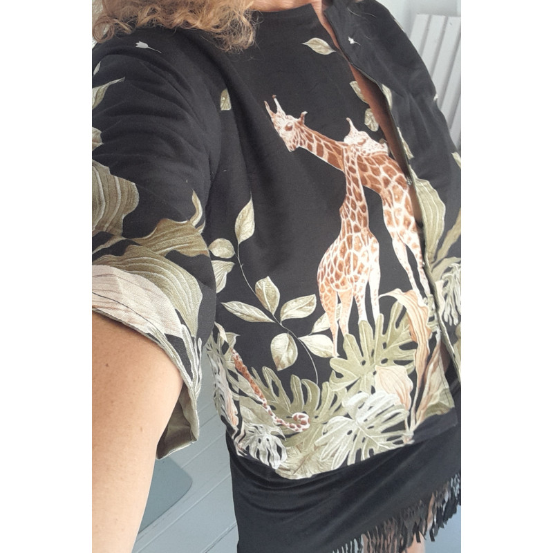 JUNGLE negra, Chaqueta estampada reversible
