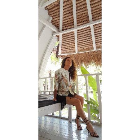 JUNGLE blanca, Chaqueta estampada reversible