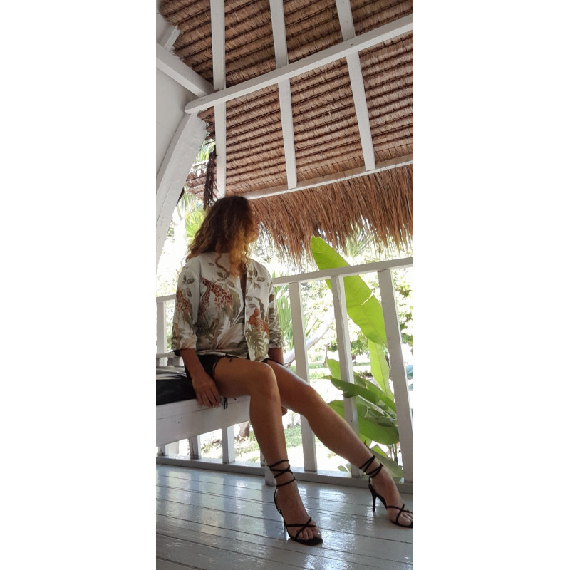 JUNGLE blanca, Chaqueta estampada reversible