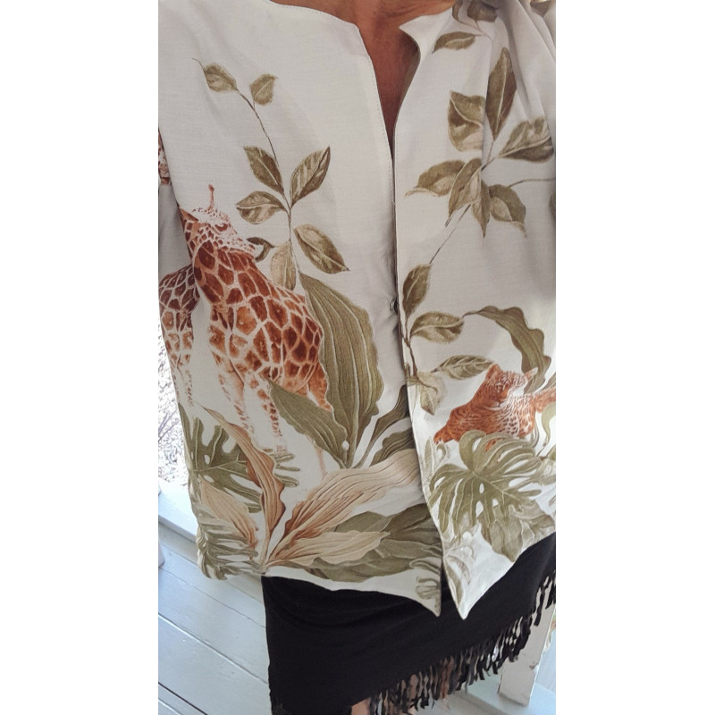JUNGLE blanca, Chaqueta estampada reversible
