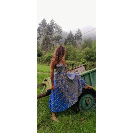 NUA azul, Vestido estampado  largo