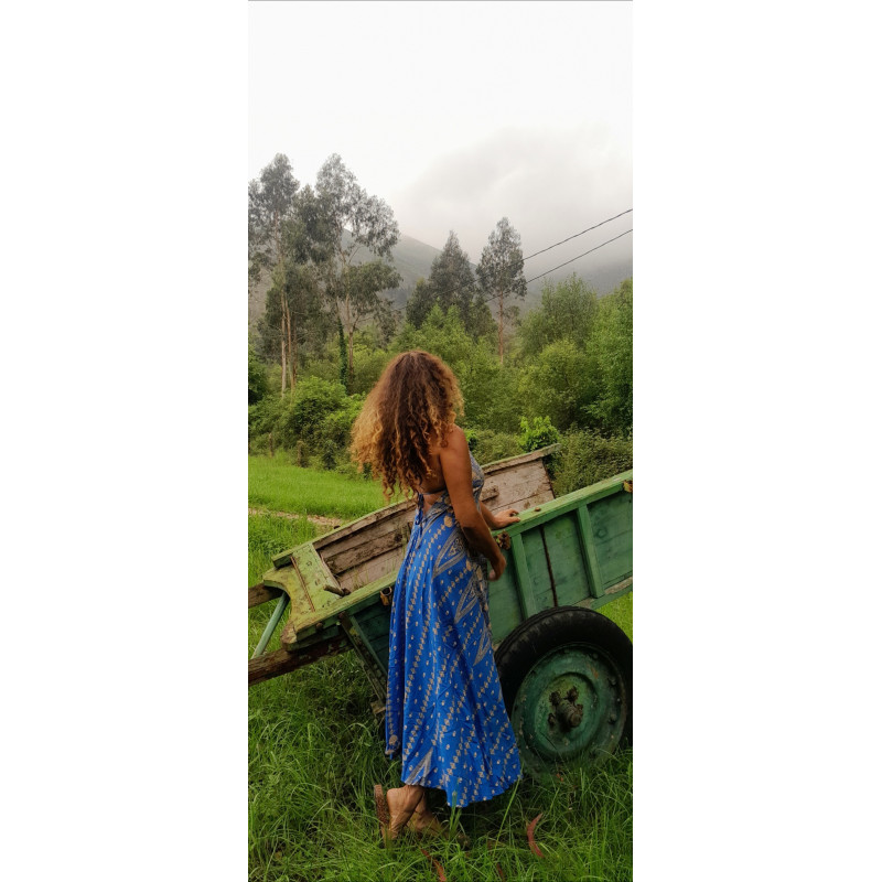 NUA azul, Vestido estampado  largo