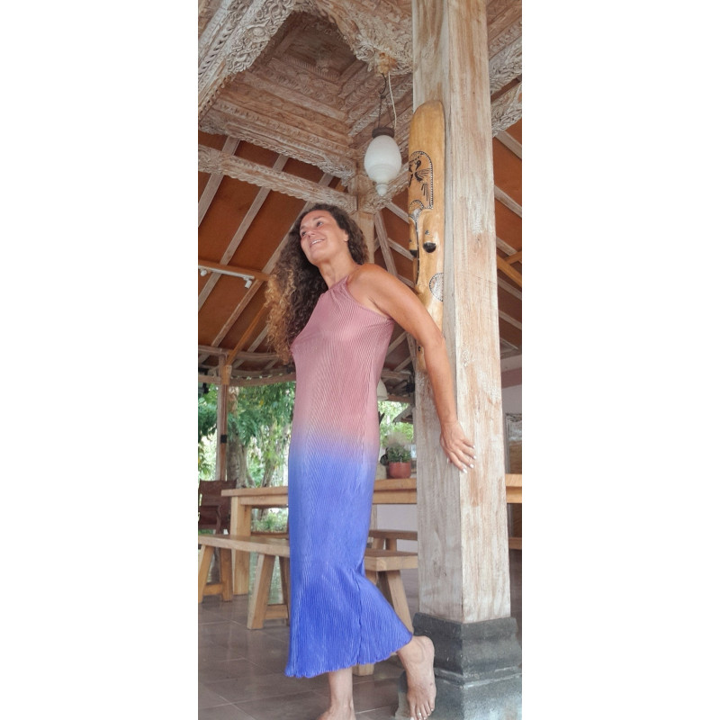 MENORCA nude, Vestido largo escote halter