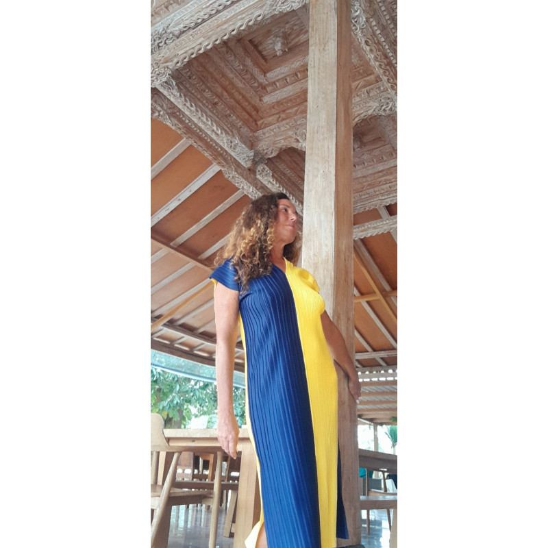 BORA, Vestido plisado bicolor