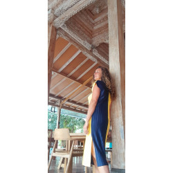 BORA, Vestido plisado bicolor