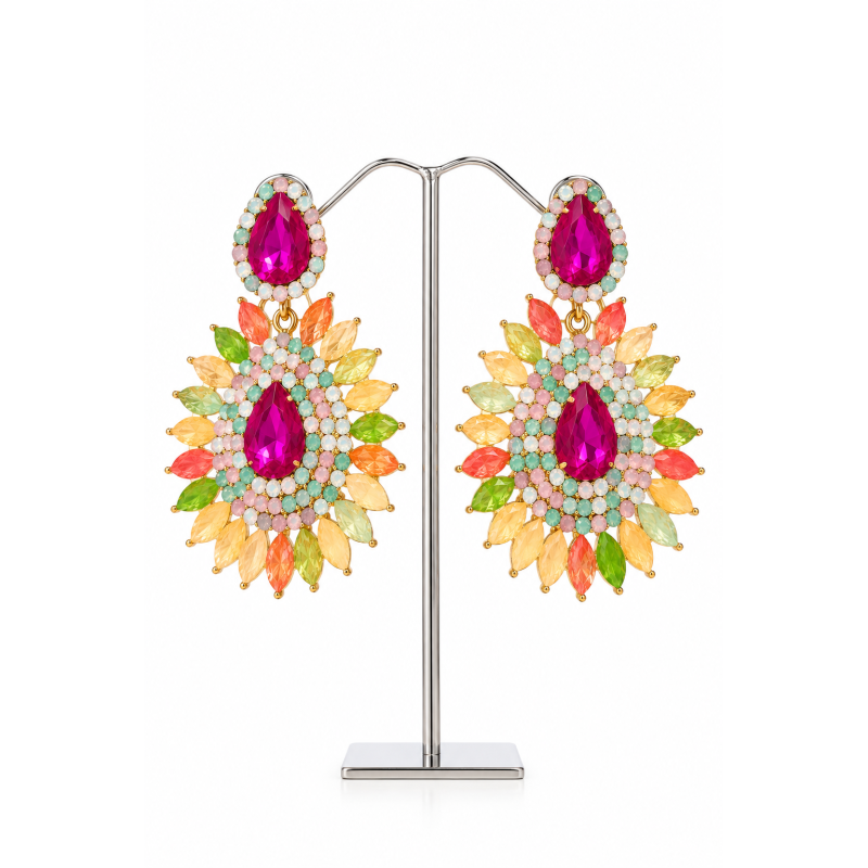 ESTRELLA, Pendientes con cristales de colores