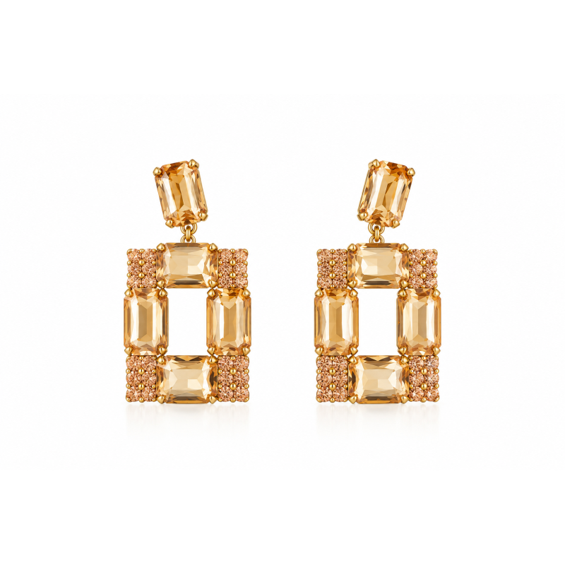 ART DORADO, PENDIENTES CRISTAL