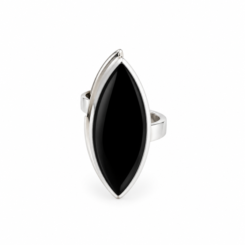 BEL, ANILLO DE PLATA Y ONIX REGULABLE
